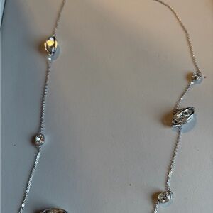 Swarovski Crystal & Rhodium Strandage  Silver Necklace with Crystal Accents
